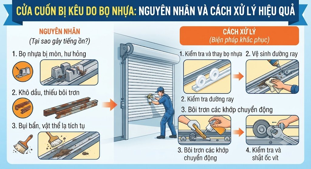 Cửa cuốn bị kêu do bọ nhựa
