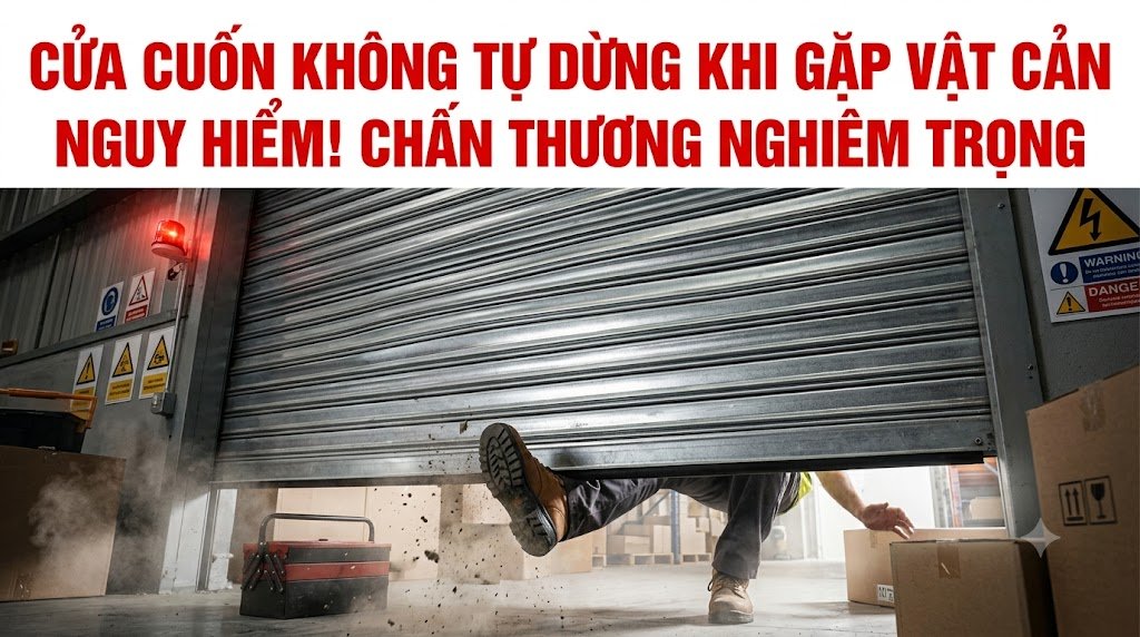 Hệ thống cảm biến mắt thần quang học và thanh đáy của cửa cuốn