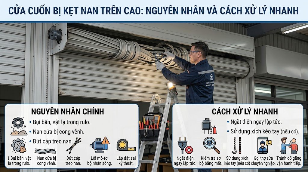 Nguyên nhân cửa cuốn bị kẹt nan trượt khỏi ray dẫn hướng do gãy bọ nhựa