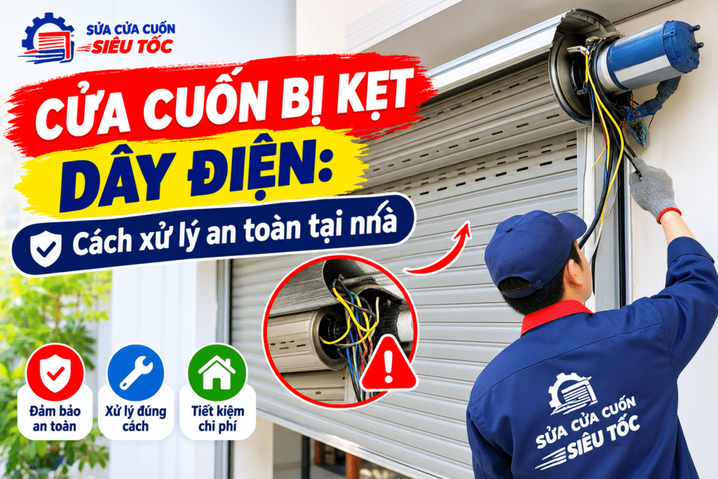 Dấu hiệu cửa cuốn bị kẹt dây điện ở hộp kỹ thuật