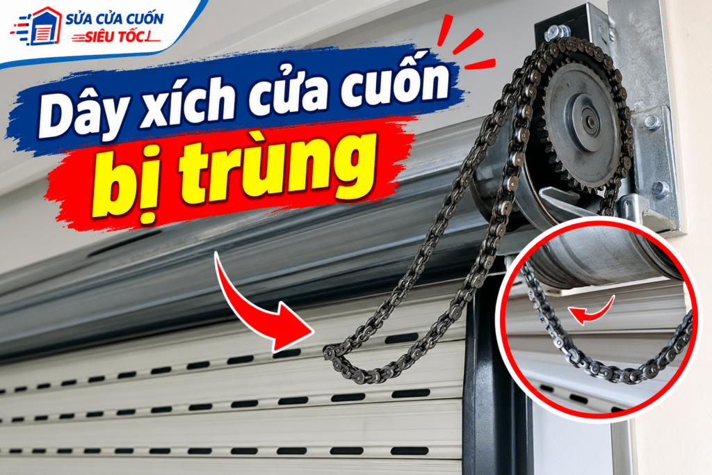 Dây xích cửa cuốn bị trùng