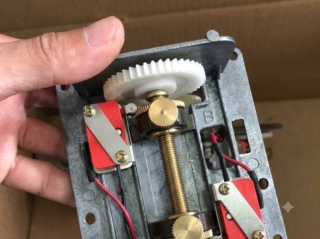 Thợ sửa cửa cuốn kiểm tra motor bị rỉ sét do môi trường biển Đà Nẵng