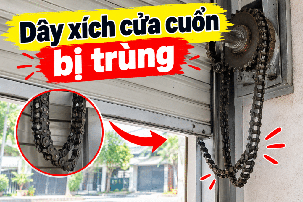Dây xích cửa cuốn bị trùng