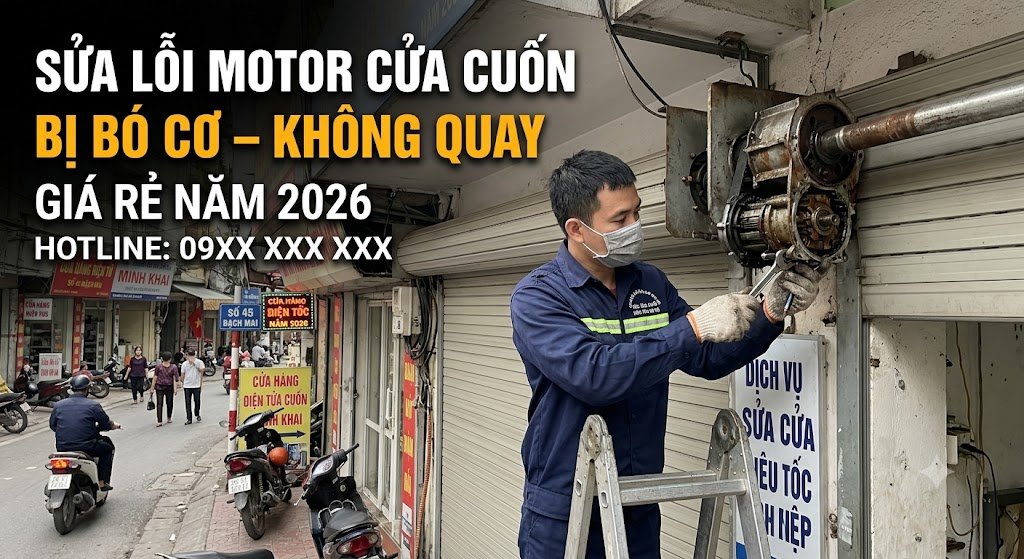 Kiểm tra bộ phận motor cửa cuốn gặp sự cố bó cơ không hoạt động
