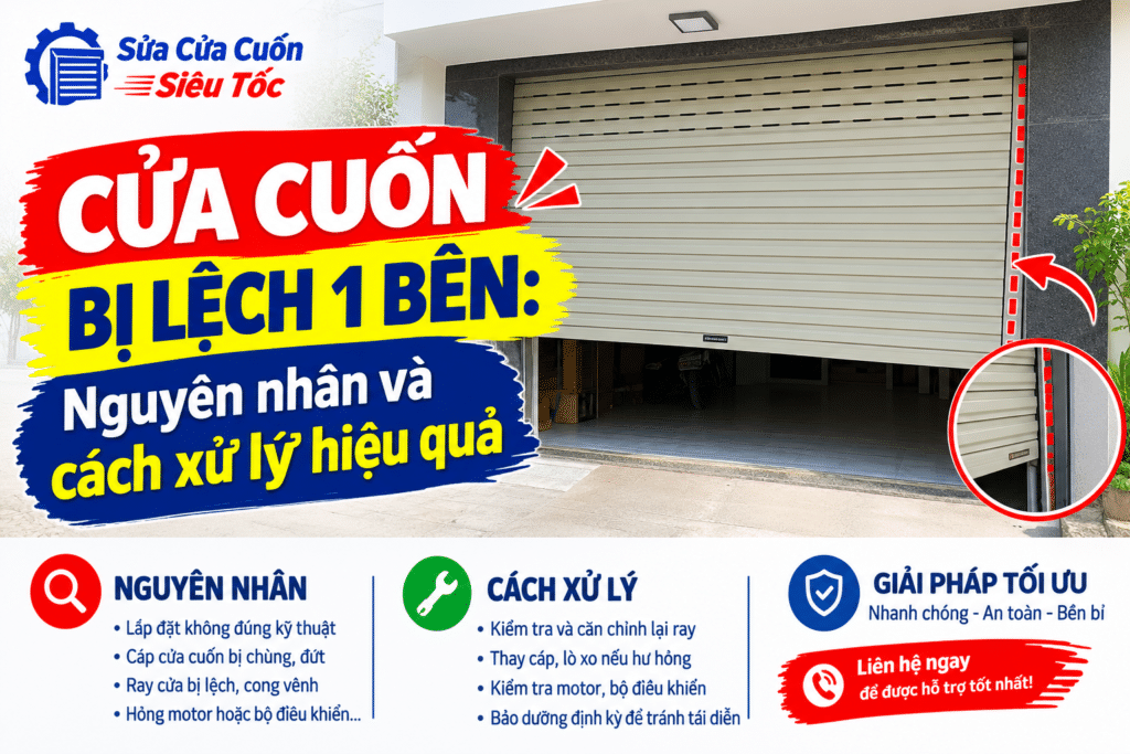 Cửa cuốn bị lệch 1 bên