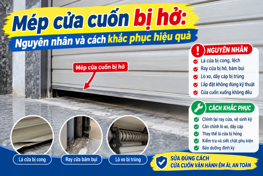 Kiểm tra khe hở giữa nan lá cửa cuốn và ray dẫn hướng