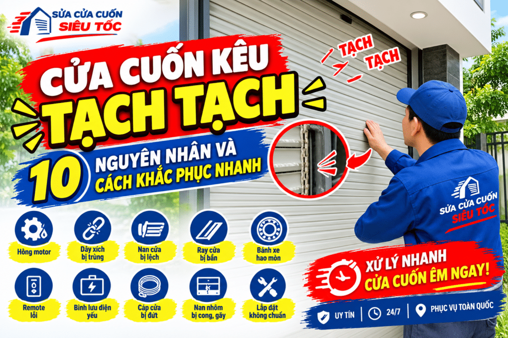 Cửa cuốn kêu tạch tạch