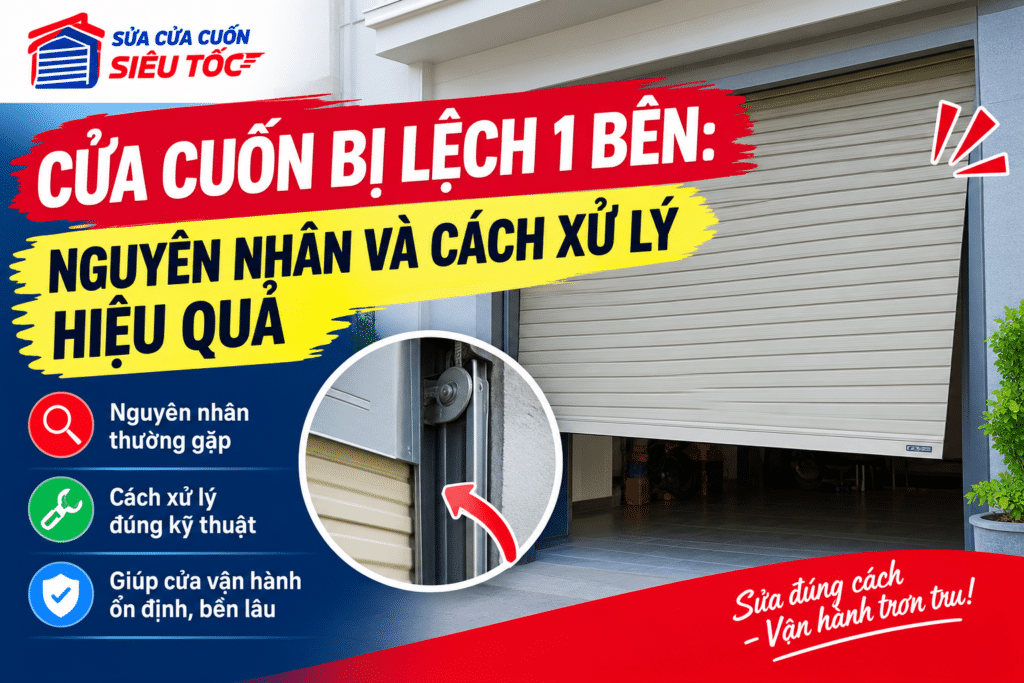 Cửa cuốn bị lệch 1 bên