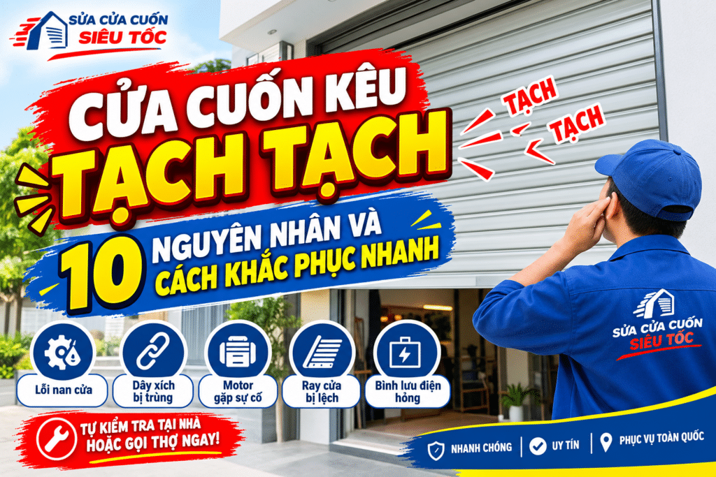 Thợ kỹ thuật chuyên nghiệp hỗ trợ xử lý sự cố cửa cuốn kêu to 24/7